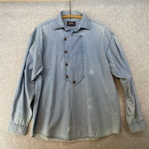 Vintage British Khaki By Rober Lighton Size 14 Chambray Frontier Style Shirt